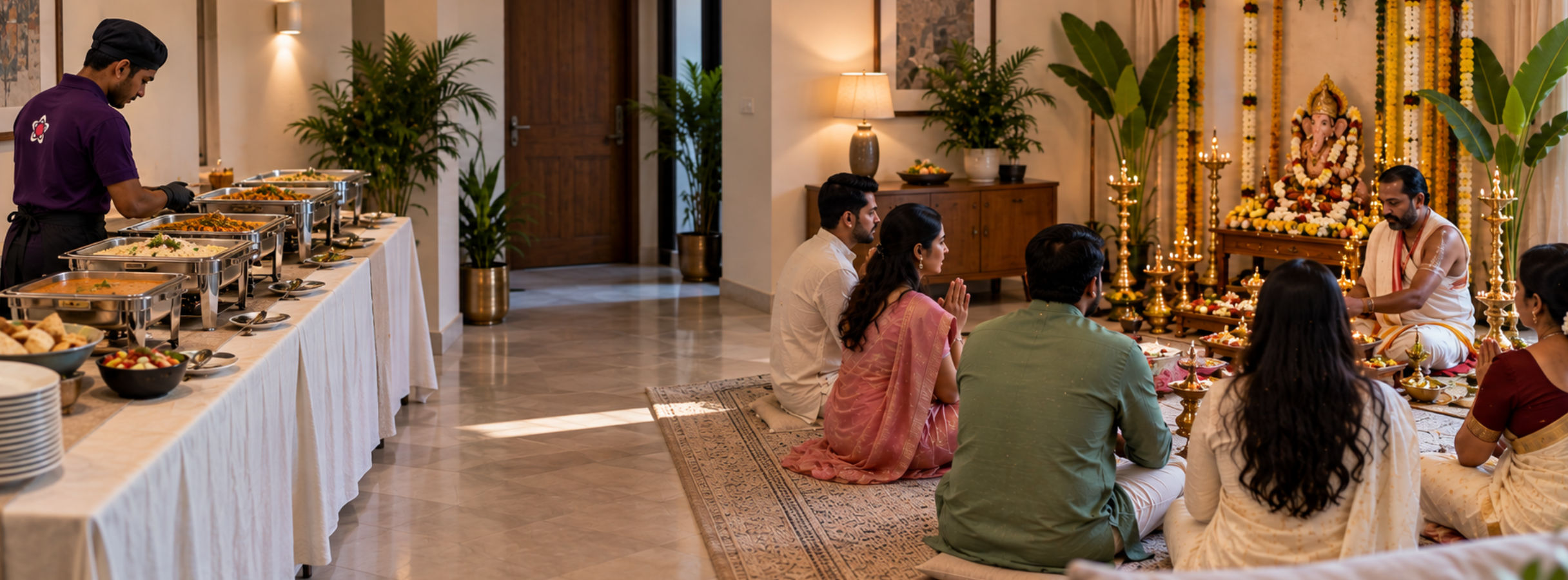 Traditional pooja ceremony setup