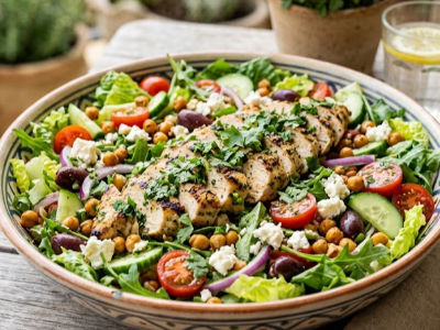 Mediterranean chicken salad with garlic & Cilantro - Accompaniments dish from EZGatherr catering menu