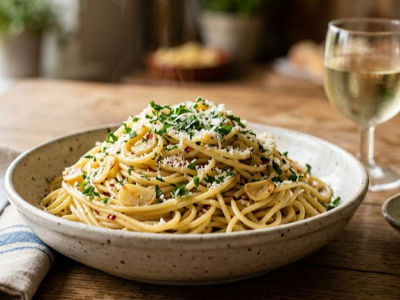 Spaghetti Aglio-e-Olio -Seafood - Mains dish from EZGatherr catering menu