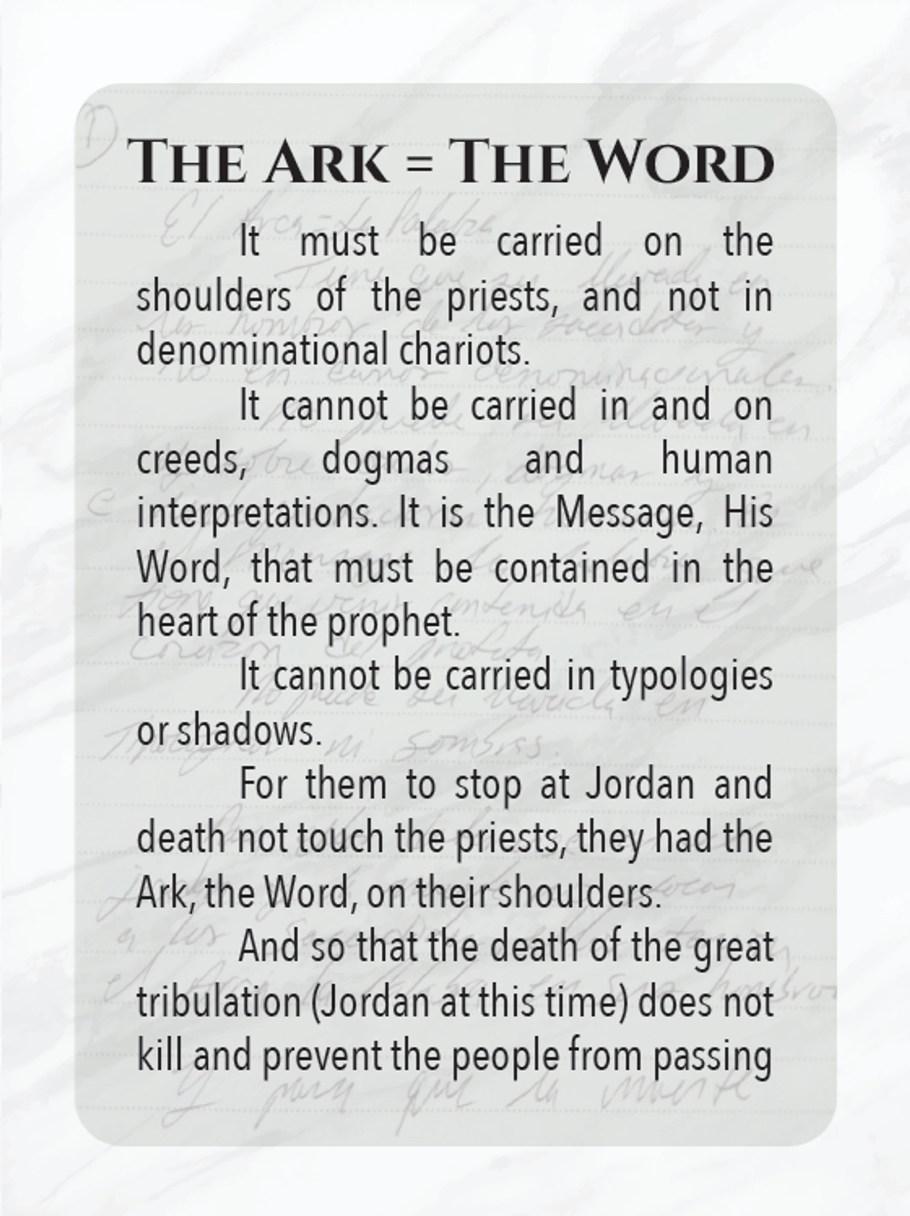 Pamphlet The Ark = The Word 1