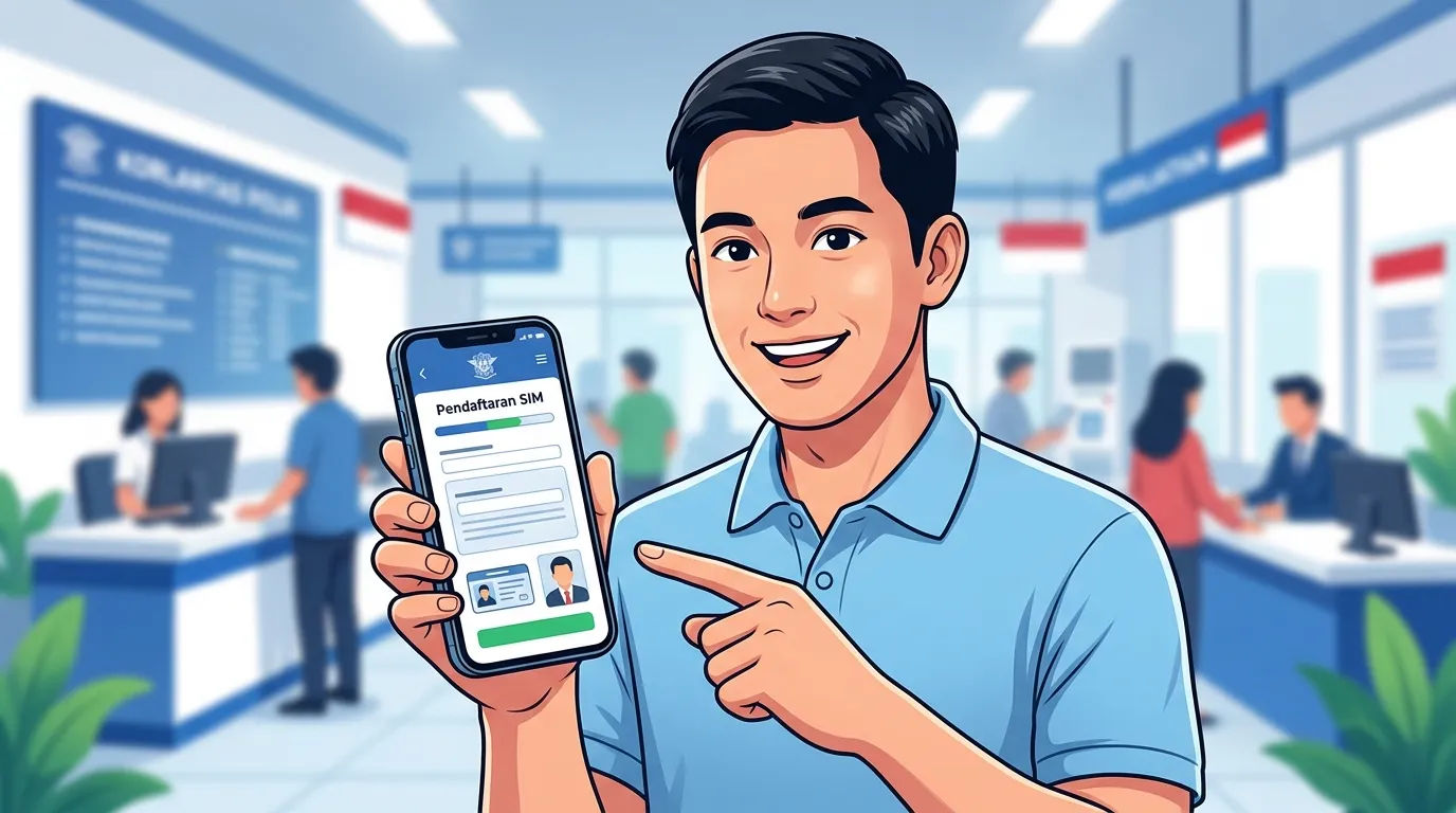 Ilustrasi penggunaan aplikasi Digital Korlantas Polri untuk pendaftaran SIM