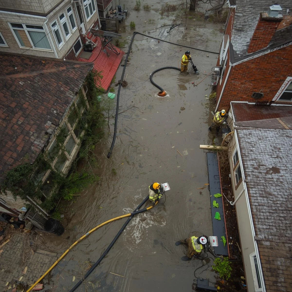 Exterior of a damaged house showing destruction from a natural disaster.