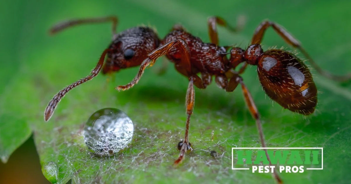 Close-up of ants exploring a textured brown surface with blurred green background.