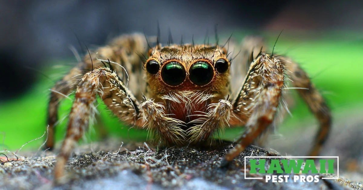Close-up of a wolf spider on a green leaf, showcasing its natural habitat and predatory nature.