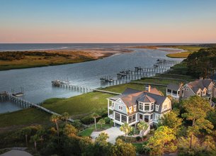 New England Style with Stunning River-to-Ocean Views on Deep Water