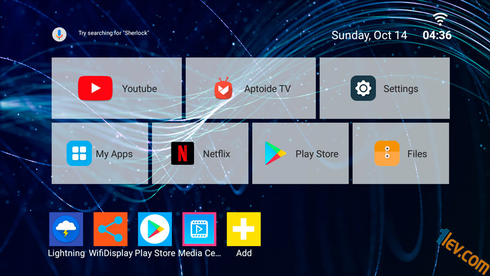 Alfawise A8 ползва Mediabox launcher. Начален екран