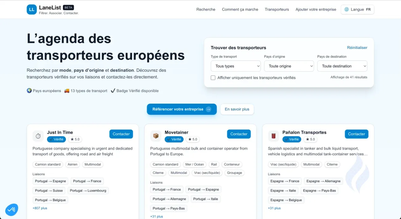 Lanelist is Now Available: Find Transporter Lanes All Over Europe!