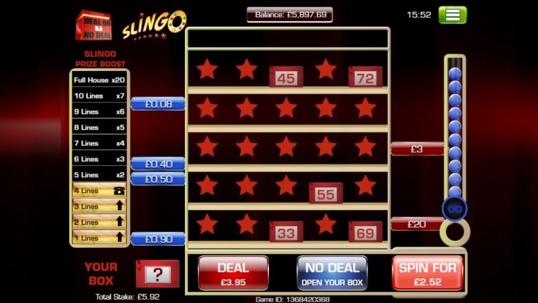 Slingo Deal or No Deal slot screenshot