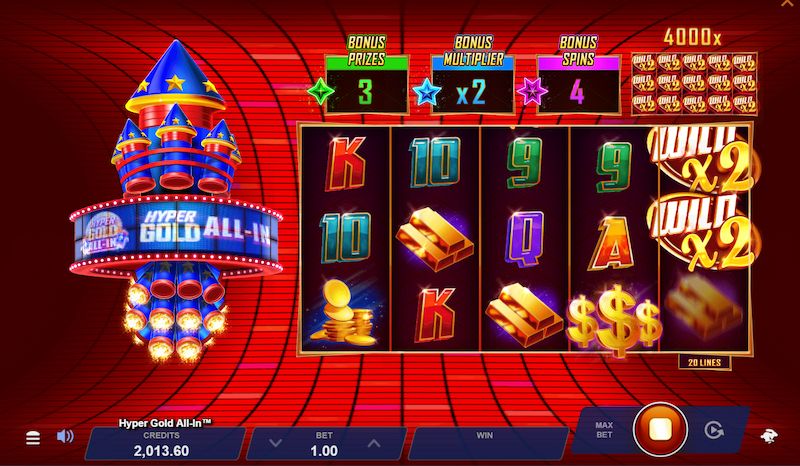Hyper Gold All in slot game rocket launcher gold bars MrQ online casino