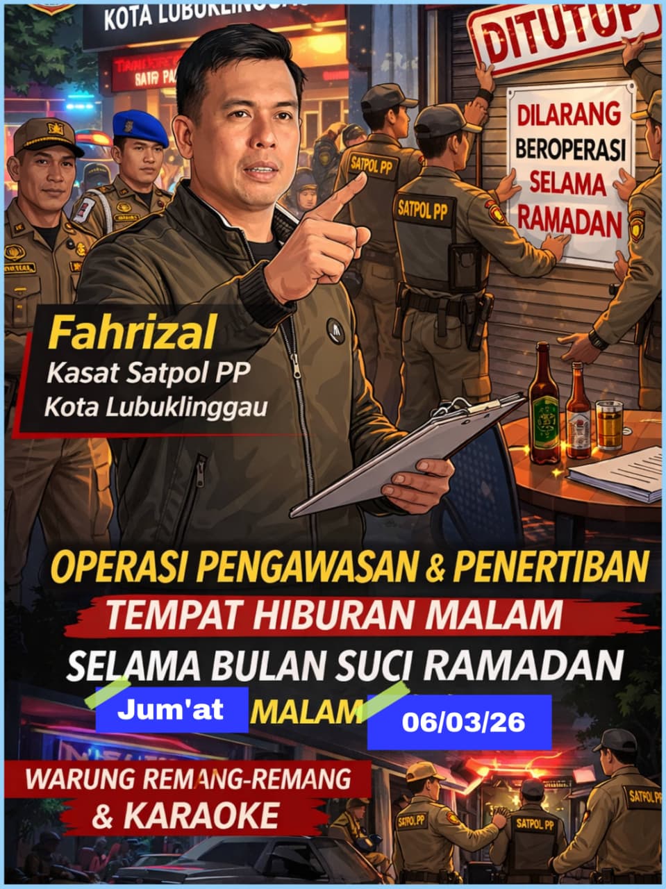 Sat POL-PP Lubuklinggau Lakukan Razia Dibeberapa Tempat Hiburan Malam   	
