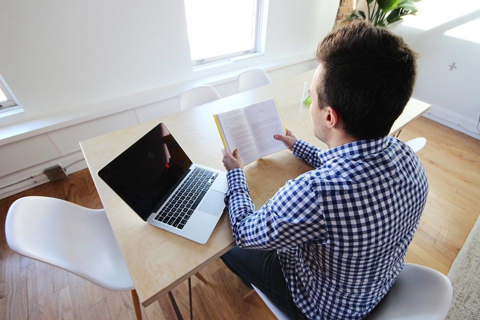 Reading on a desk