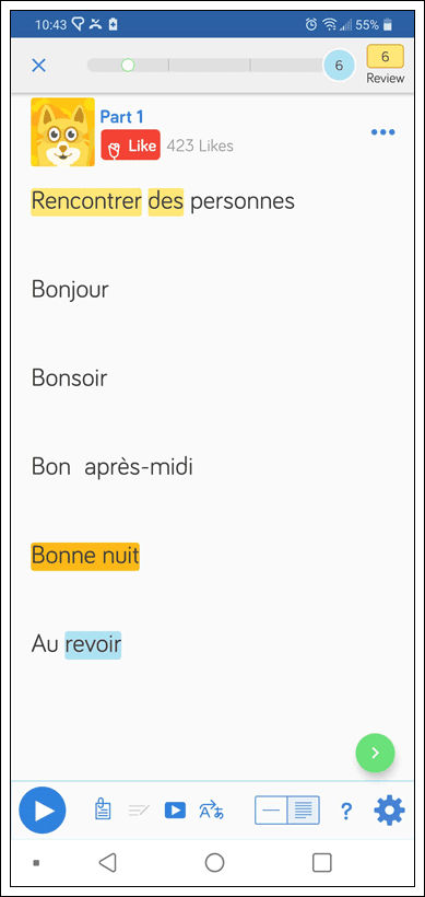 Learn French Greetings on the LingQ mobile app