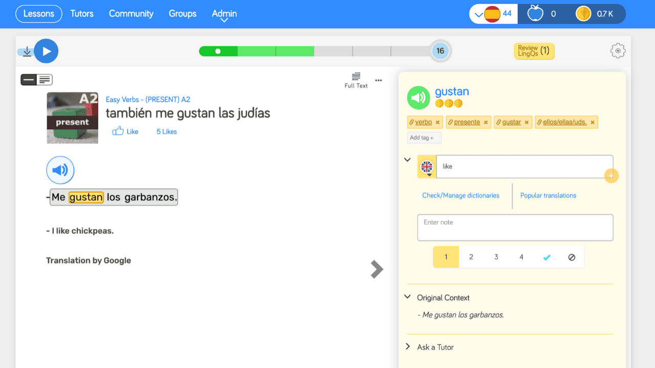 Learn Spanish online on LingQ