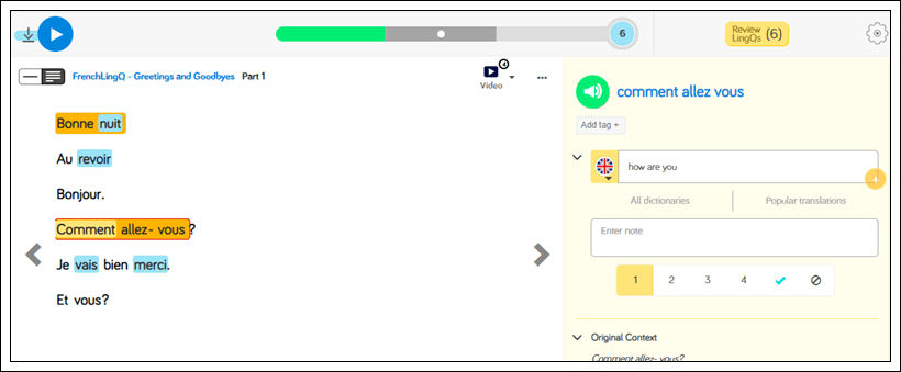 Learn French greetings on LingQ