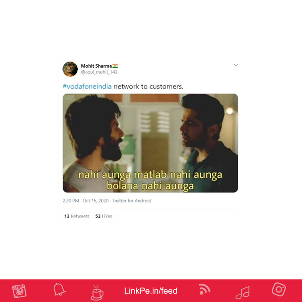 meme vodafone - nahi aunga matlab nahi aunga bolana nahi aunga