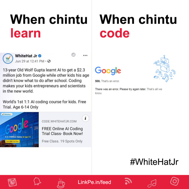 when Chintu learned coding from WhiteHat Jr