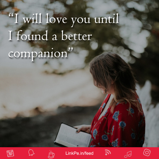 I will love you until I found a better companion