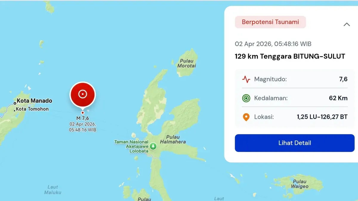 Gempa Bitung 7,6 M, Tsunami Kecil Terdeteksi