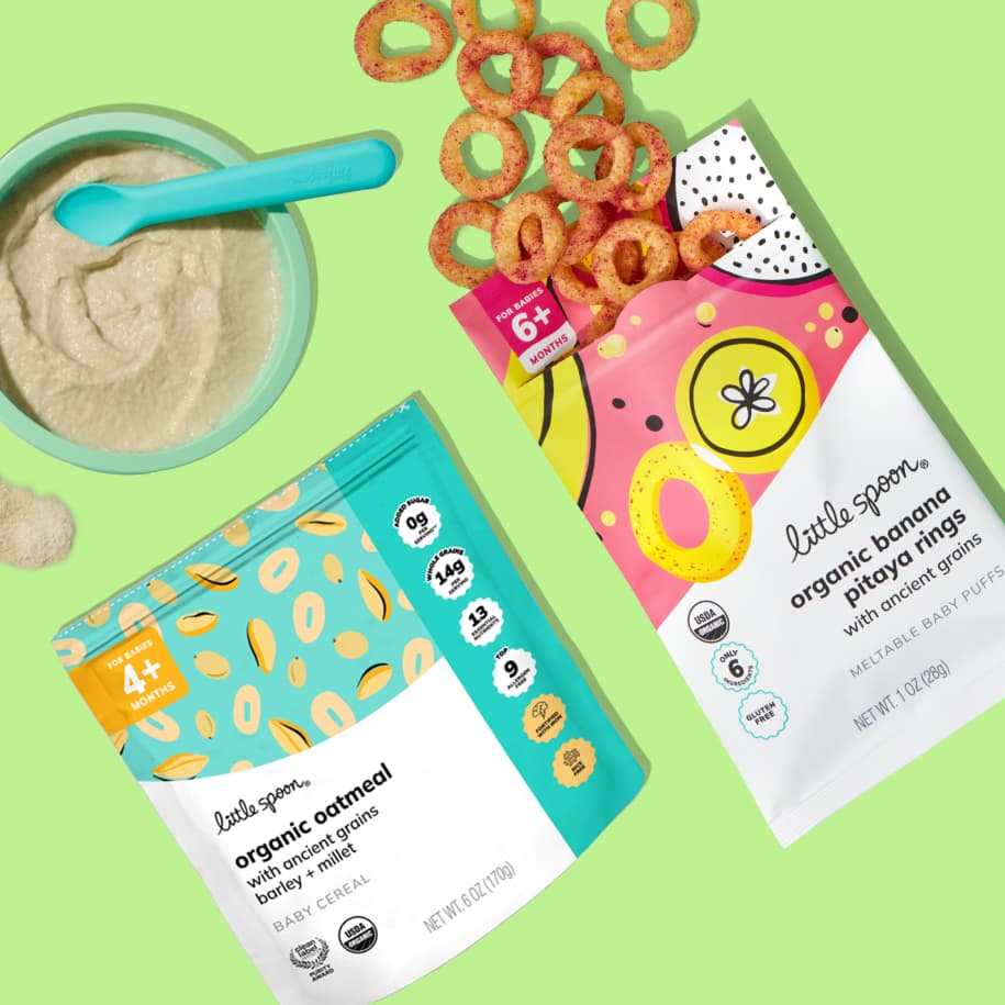 Photo of Little Spoon's Baby Cereal and Puffs side-by-side
