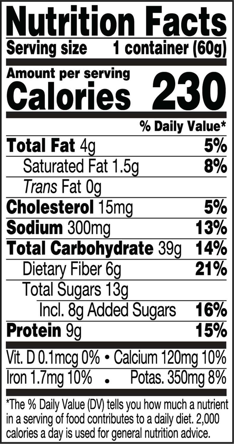 Blueberry Pancake Spoonies nutritional label