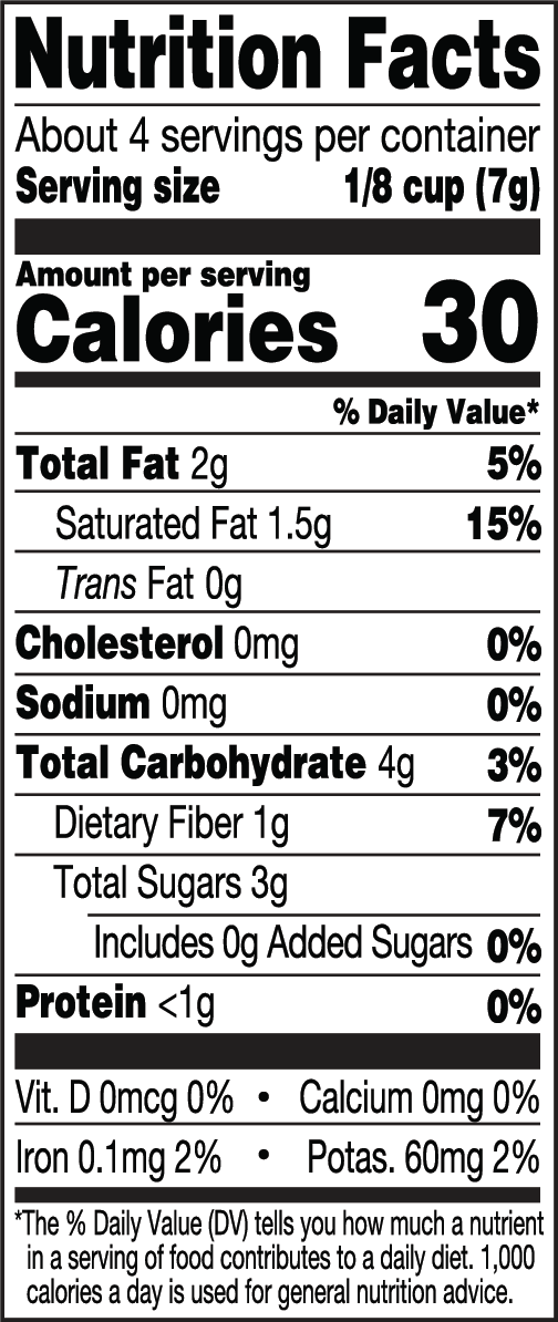 Mango + Carrot Coconut Smoothie Melts nutritional facts