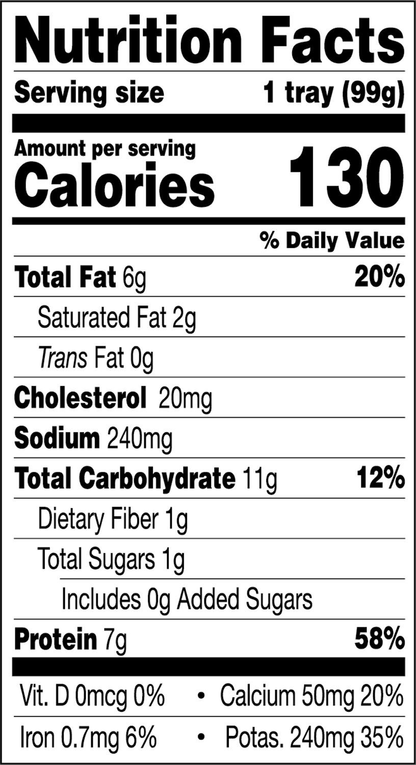 Chicken Gyro Bites Biteable Nutritional Label