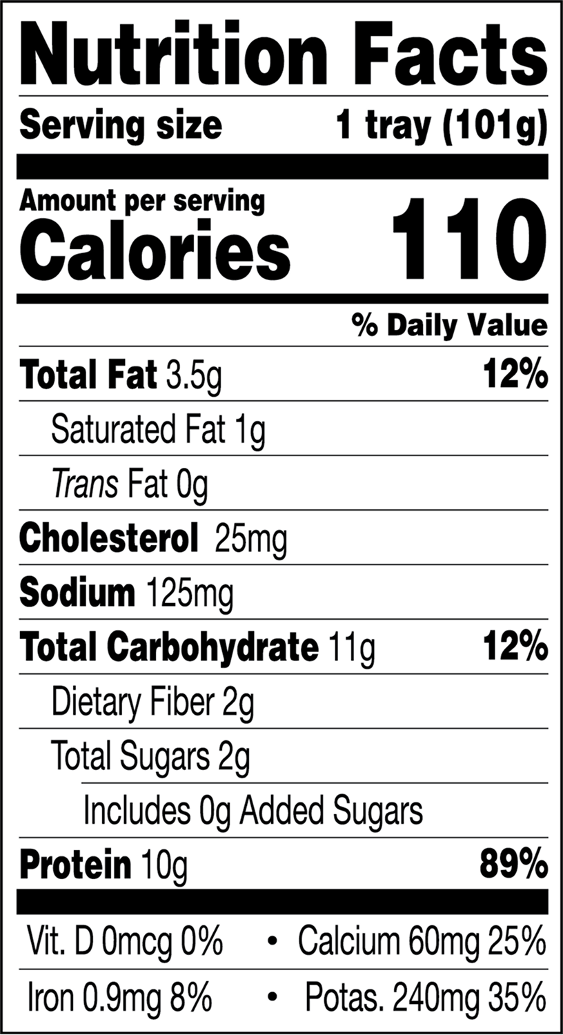 Parmesan Chicken Biteable nutritional label