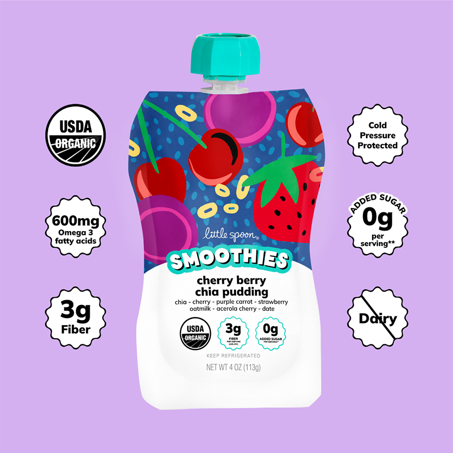 Organic Cherry Berry Chia Pudding Smoothie with 600mg of Omega 3 fatty acids and No Added Sugar