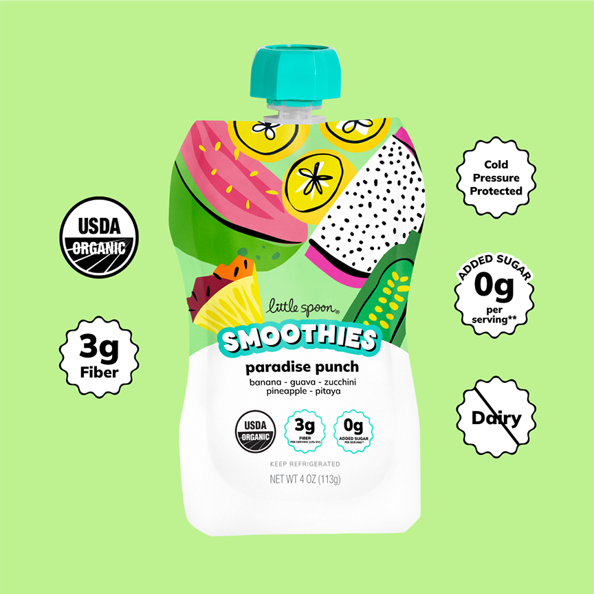 Organic Paradise Punch Smoothie with 3 grams of Fiber, 1 gram of Protein, No Added Sugar