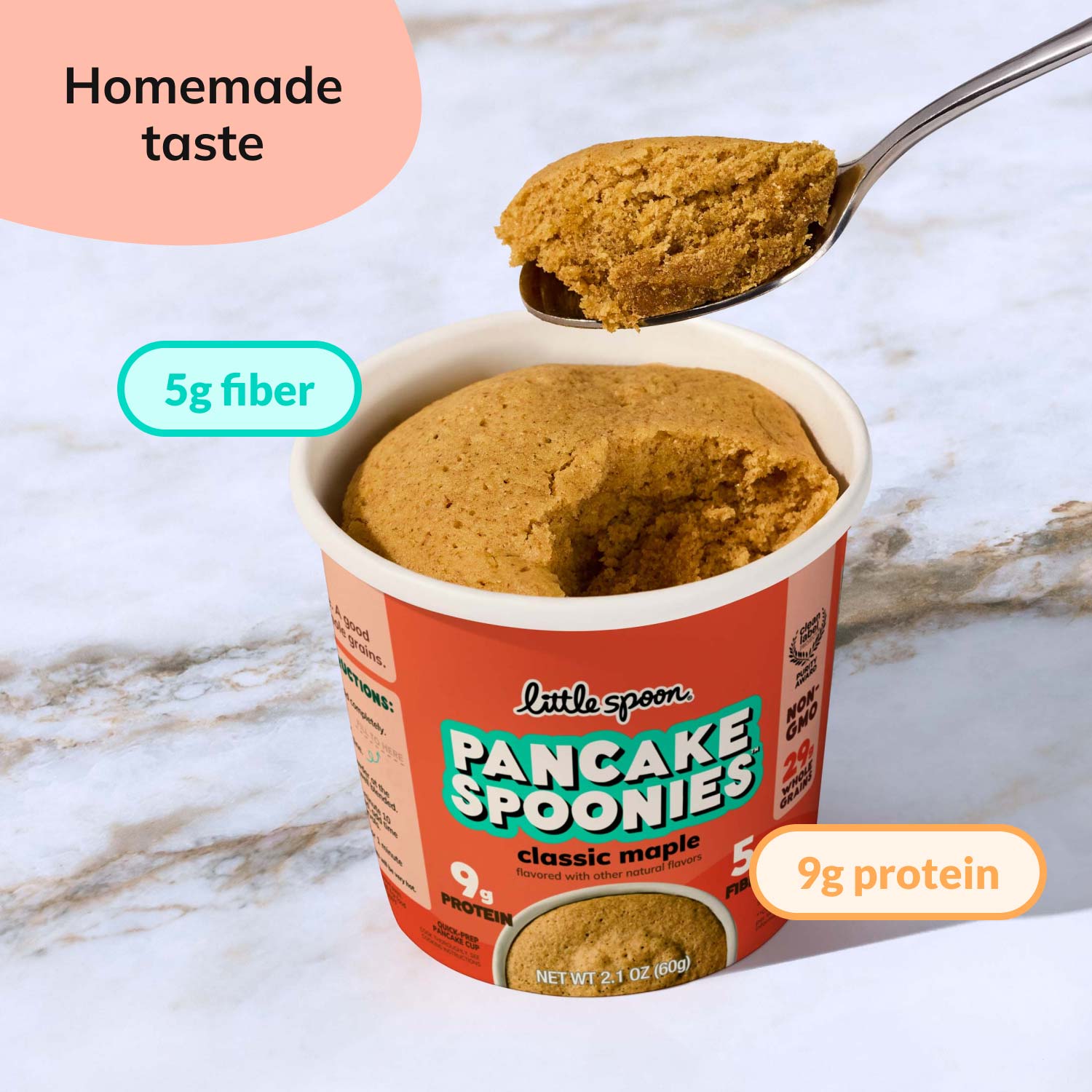 Classic Maple Pancake Spoonies homemade taste with 5 grams of fiber and 9 grams of protein
