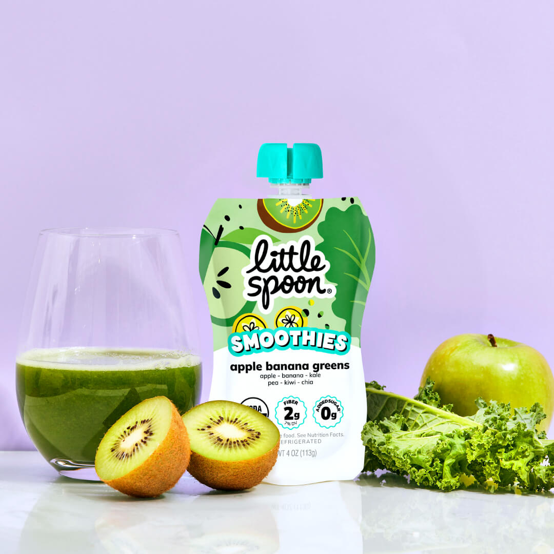 Apple Banana Greens smoothie next to a green drink