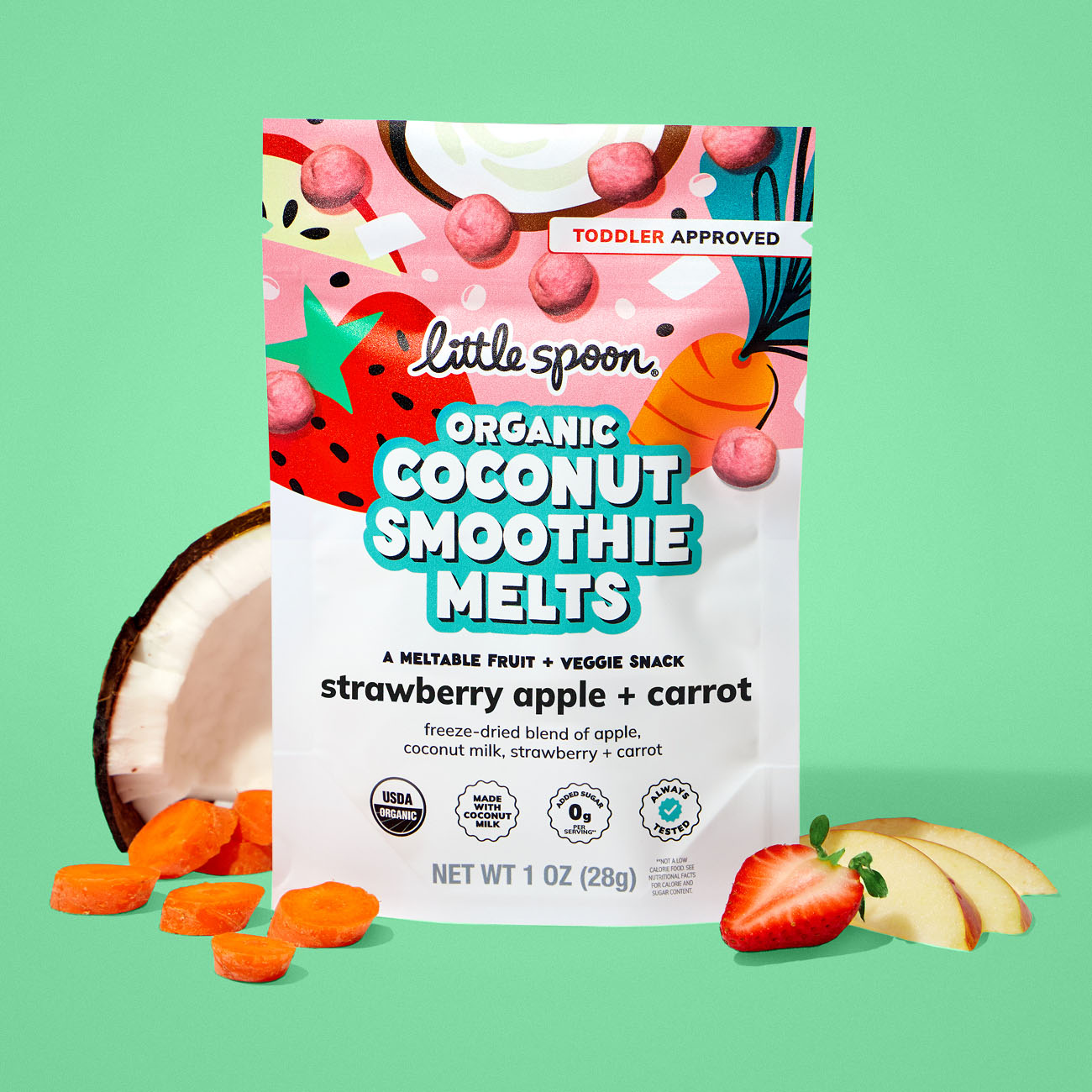 Strawberry Apple + Carrot Coconut Smoothie Melts with coconut, carrot, strawberry and apple
