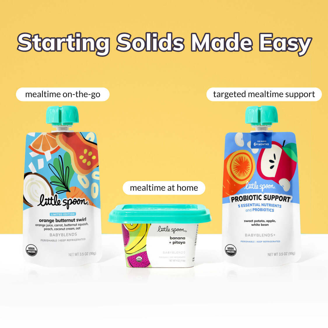 Starting solids made easy with mealtime on the go, at home and targeted mealtime support