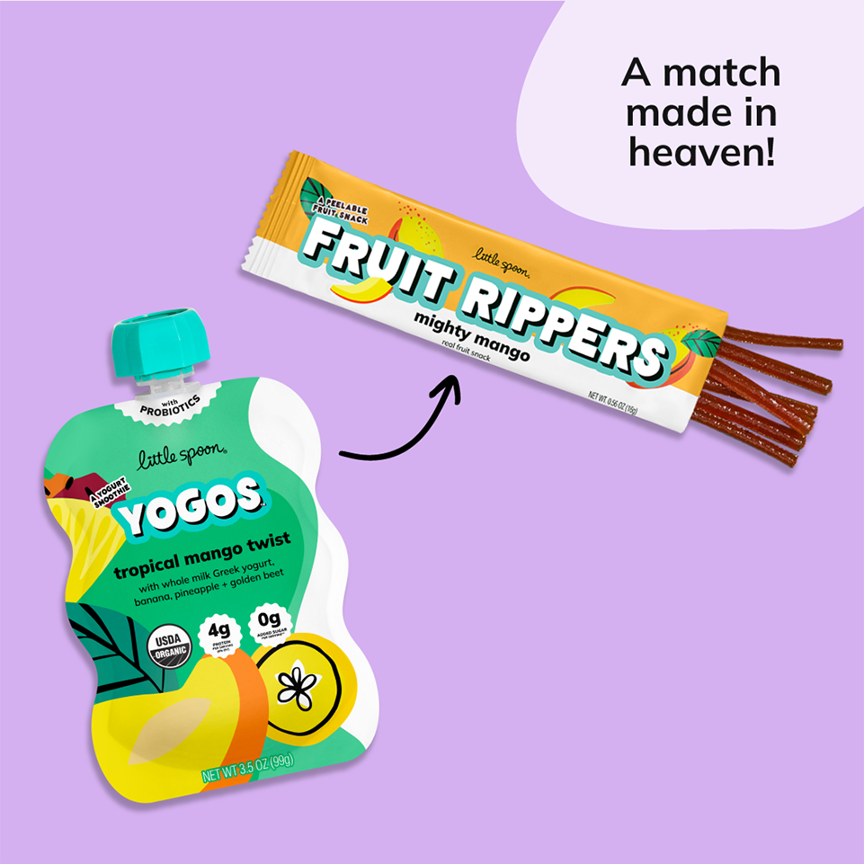 A match made in heaven with Tropical Mango Twist YoGos Pouch and mango fruit rippers snack