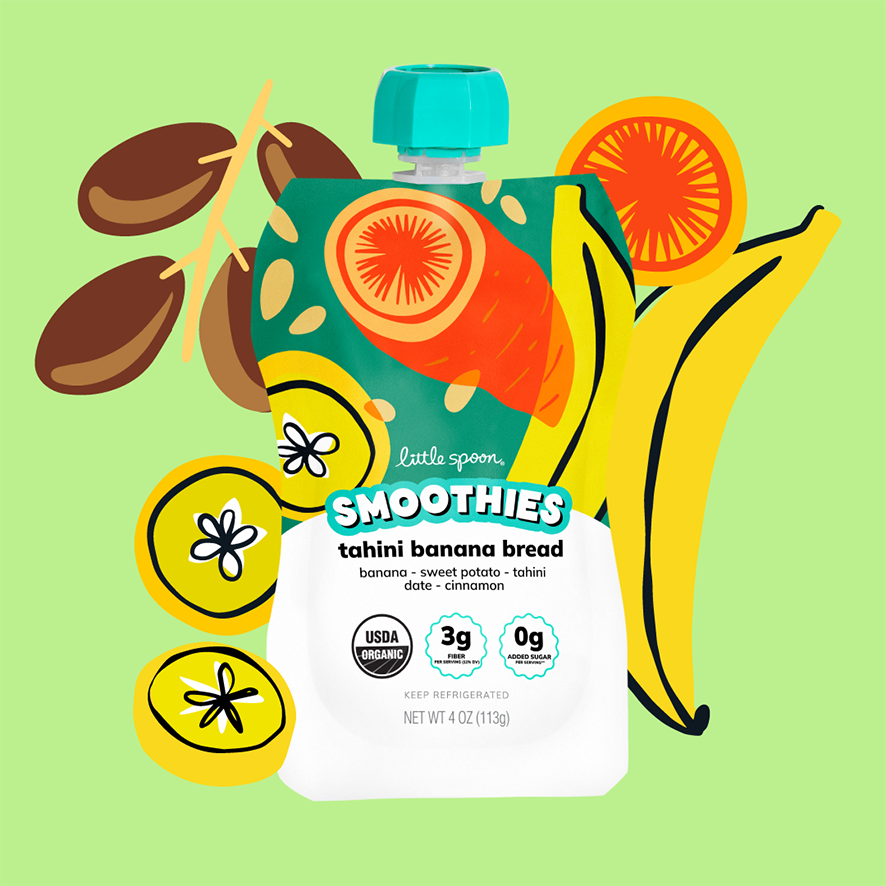 Organic Banana Bread with Creamy Tahini Smoothie with bananas, Sweet Potatoes and Dates