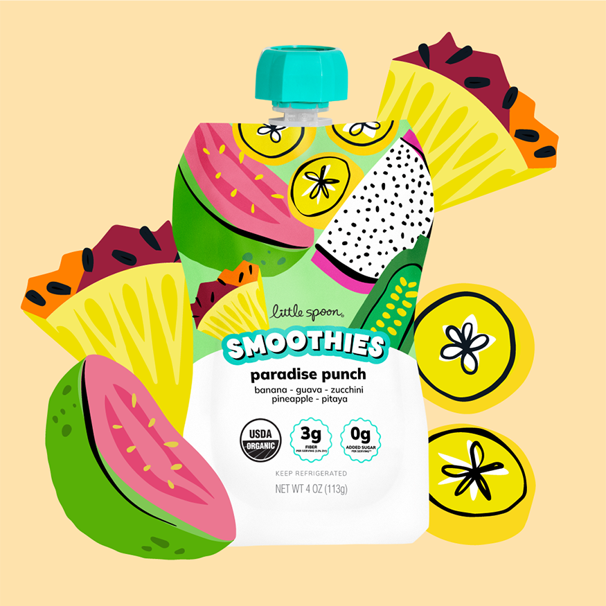 Organic Paradise Punch Smoothie with Guava, Pineapple and Bananas