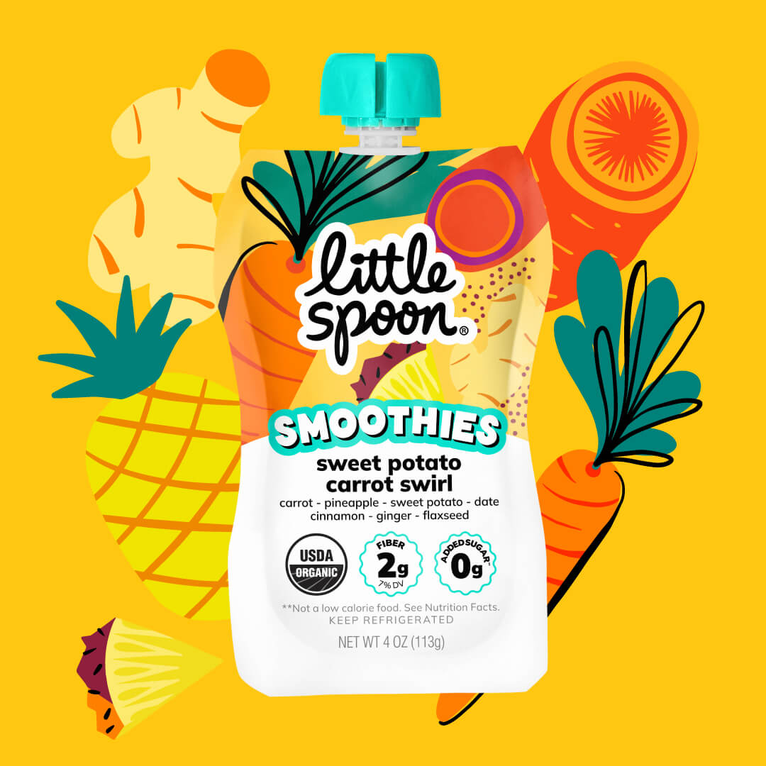 Organic Sweet Potato Carrot Swirl Pouch with pineapple, carrot, sweet potato and ginger