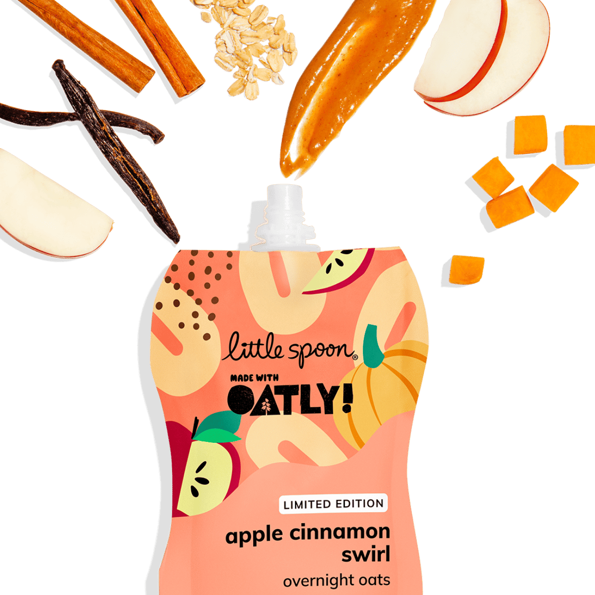 Apple Cinnamon Swirl Overnight Oats Smoothie with Oatly Oatmilk, Apples & Cinnamon