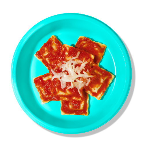 Spinach and Cheese Ravioli with veggie marinara sauce