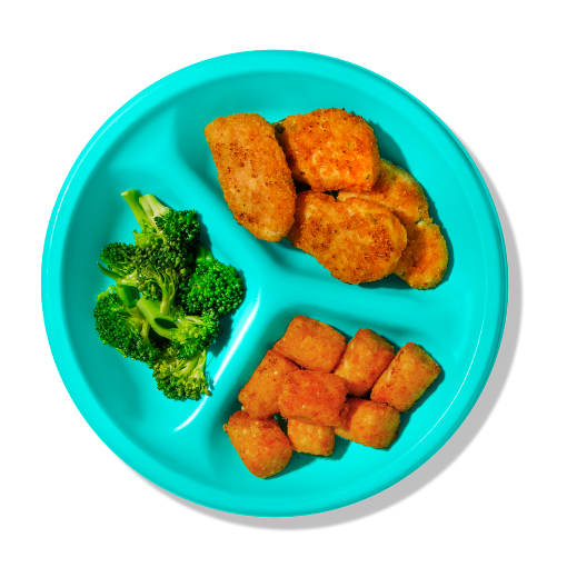 Chicken Nuggets with Sweet Potato Tots and Broccoli