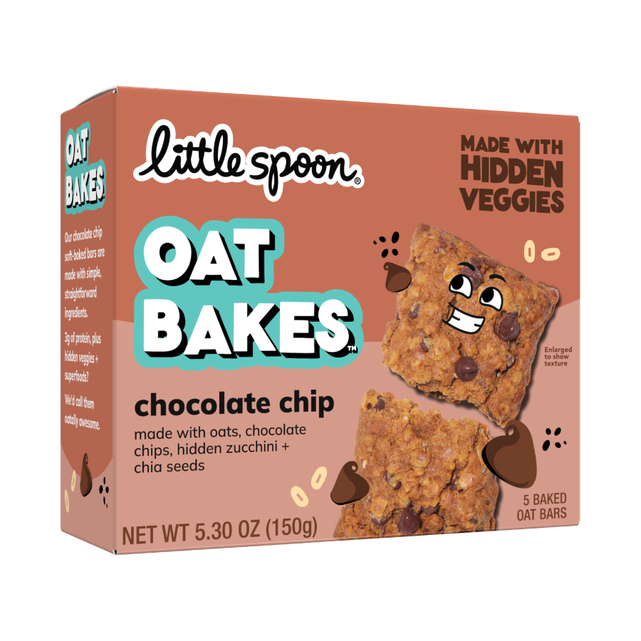 Chocolate Chip Oat Bakes box of 5 bars made with oats, zucchini + chia seeds
