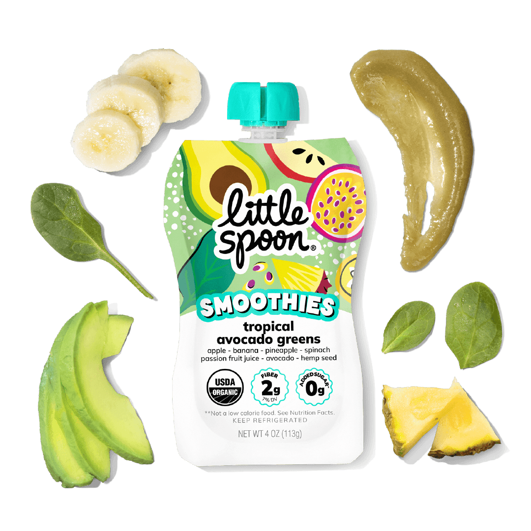 Organic Tropical Avocado Greens Smoothie Pouch with Avocado & Hemp Seeds