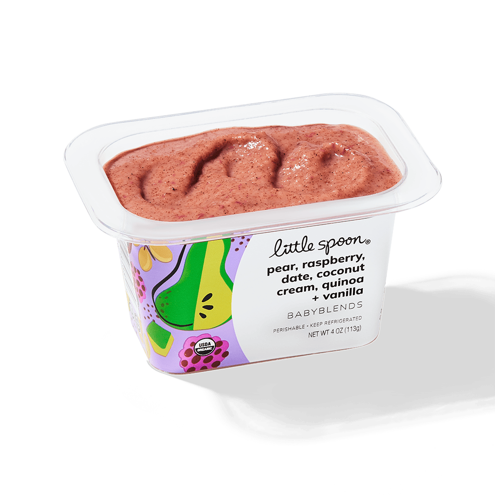 Pear, Raspberry, Date, Coconut Cream, Quinoa and Vanilla Stage 5 Baby Food