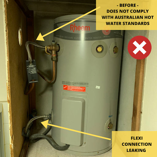 Hot Water System Leaking From Faulty Unlicensed Plumbing Connections