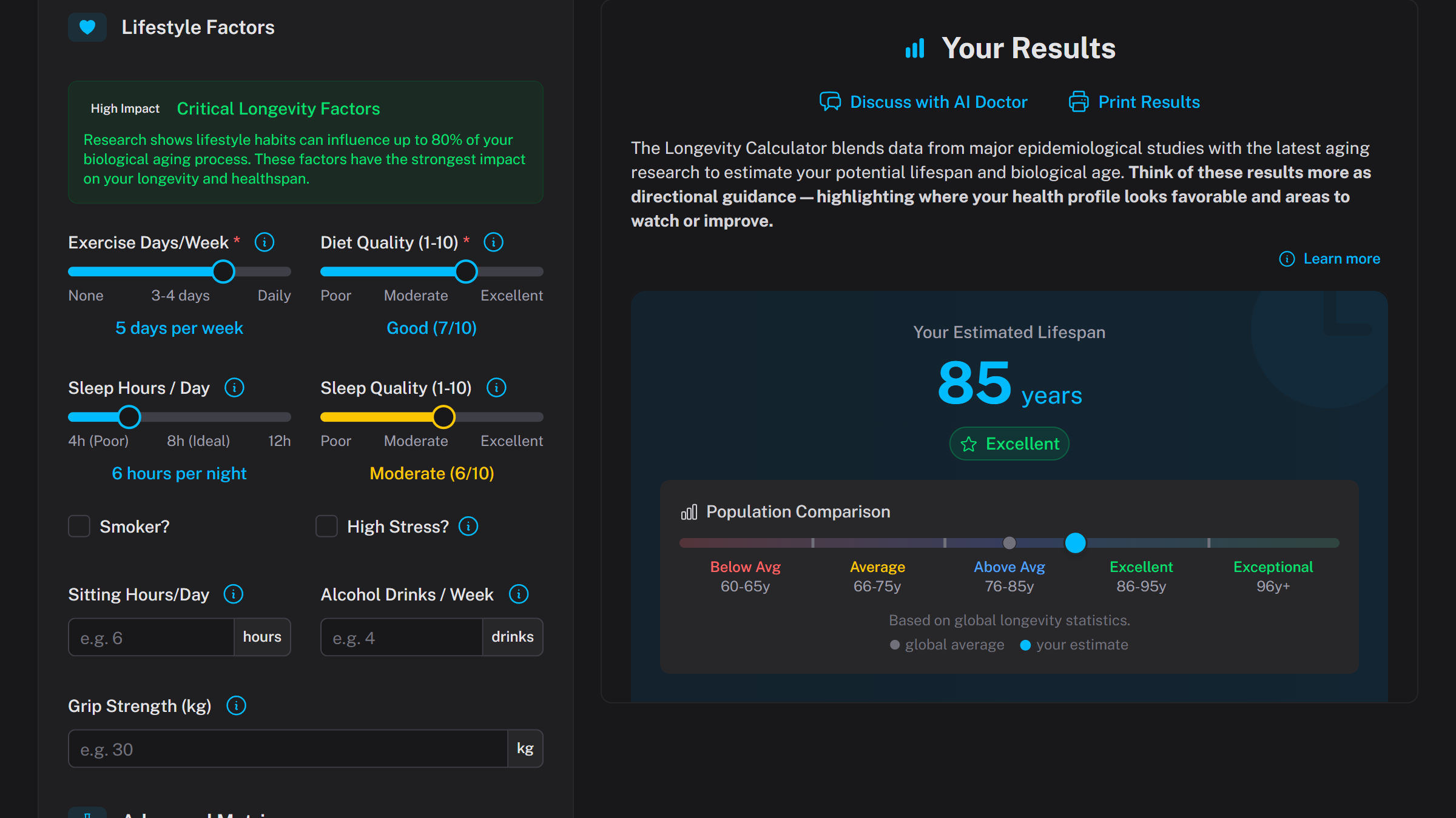 Uncover Your Biological Age with our scientifically-backed Longevity Calculator