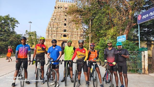 Delta Cyclists With Temple Background