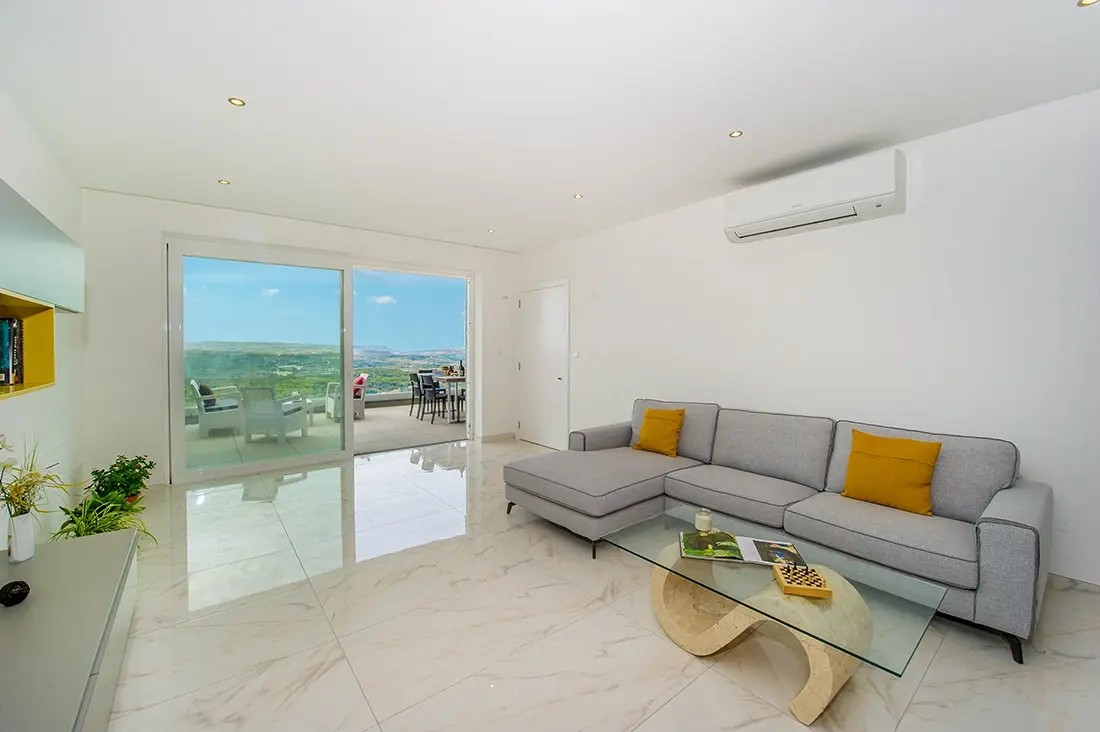 Southridge 3 Bedroom Apartment in Mellieha Inland with Country and distant Sea Views - Main View