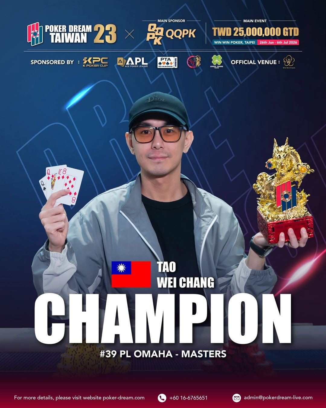 Poker Dream 23 Taiwan, Tao Wei Chang