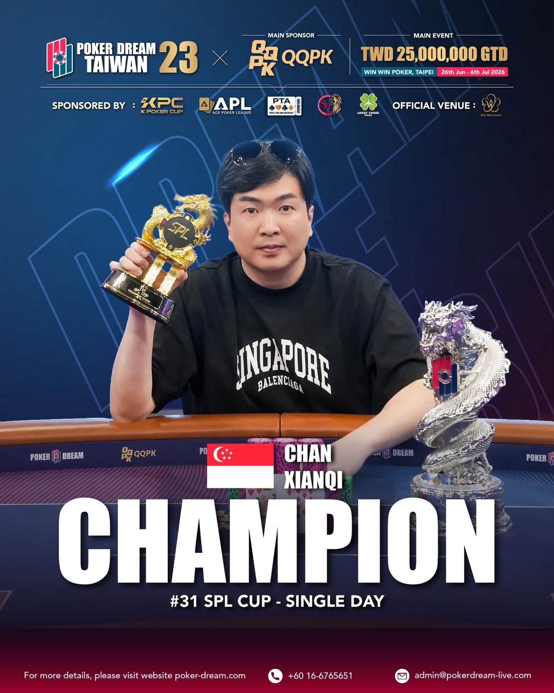 Poker Dream 23 Taiwan, Xianqi Chan