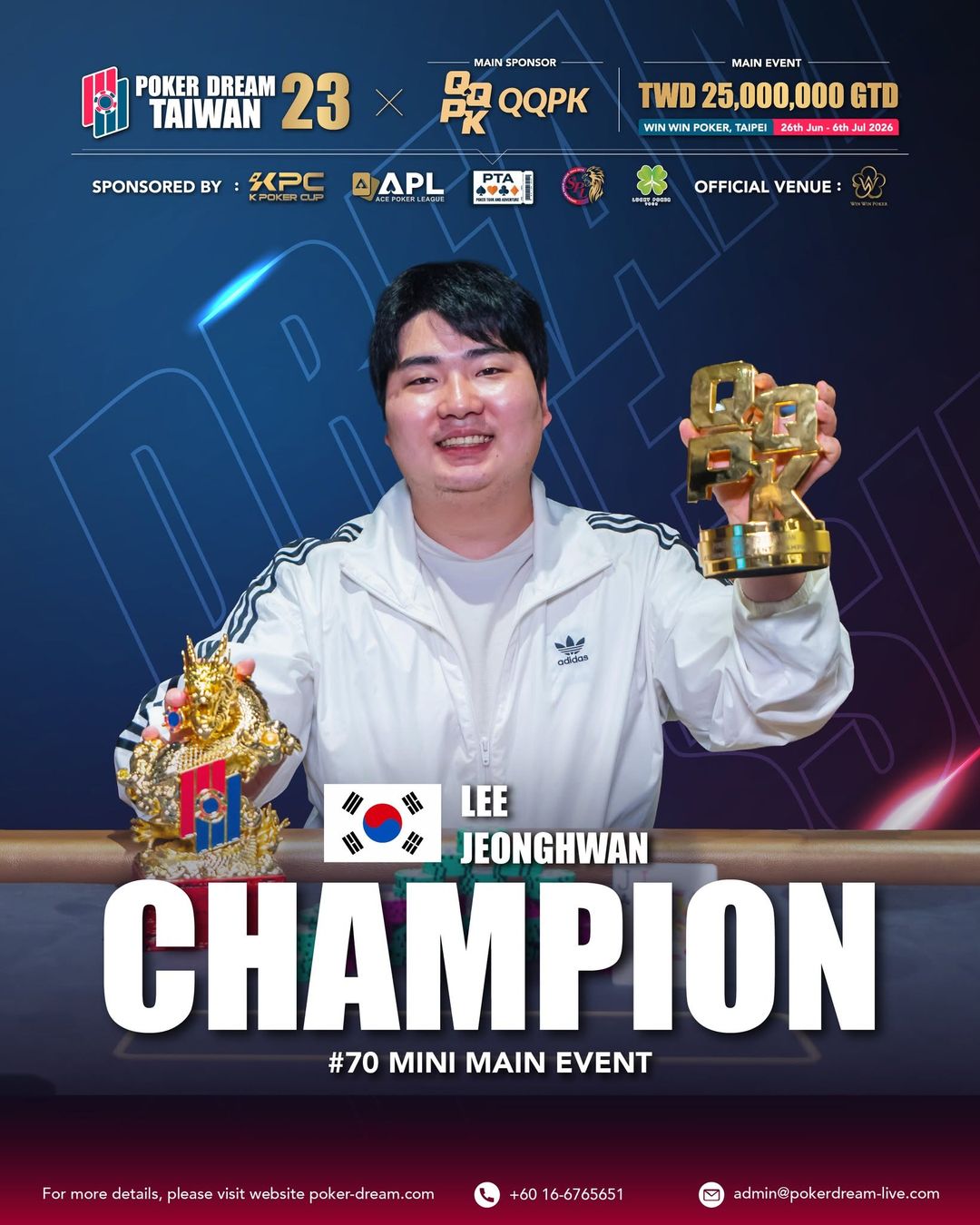 Poker Dream 23 Taiwan, Jeonghwan Lee